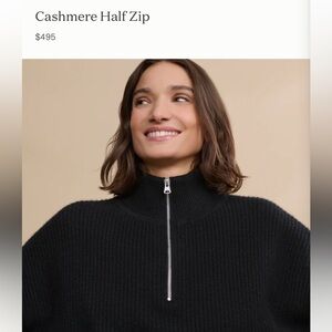 NWT Jenni Kayne Black Half-Zip Cashmere Sweater SIZE XS